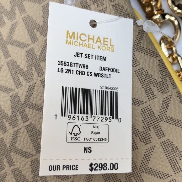 Michael Kors Jet Set LG 2 in 1 card case wristlet Wallet DAFFODIL SIGNAT… - Picture 16 of 16